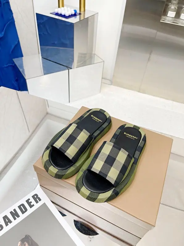 Burberry Slide Sandals Prints Fabric-Women Flats