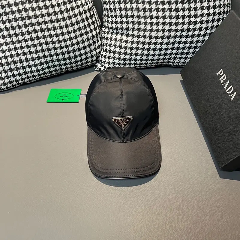 Cotton Fake Prada Black Baseball Cap