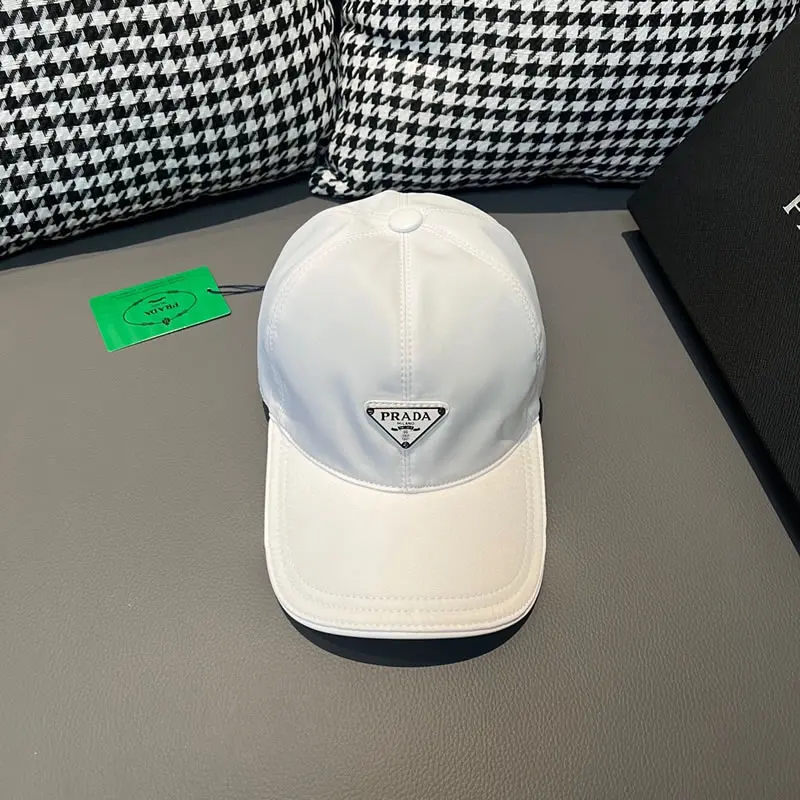 Cotton Replica Prada White Baseball Cap