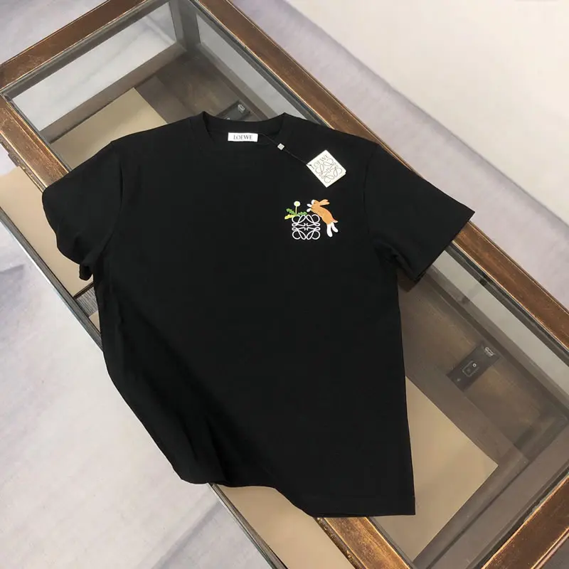 Embroidered logo Loose Fit Fake LOEWE Black Men T-shirt