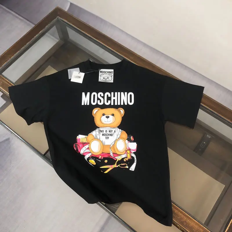 Loose Fit Knock Off Moschino Black Men T-shirts
