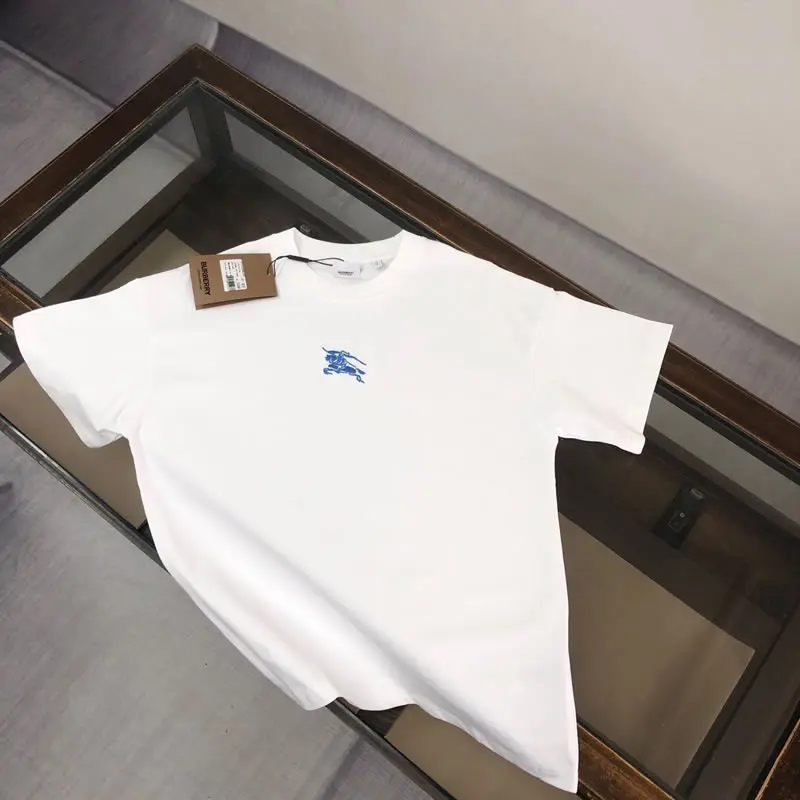 Loose Fit with Blue Logo Replica Burberry Men T-shirts