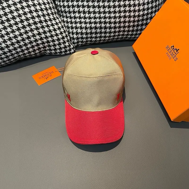 Oxford Cloth with Red Letter H Replica Hermes Baseball Cap