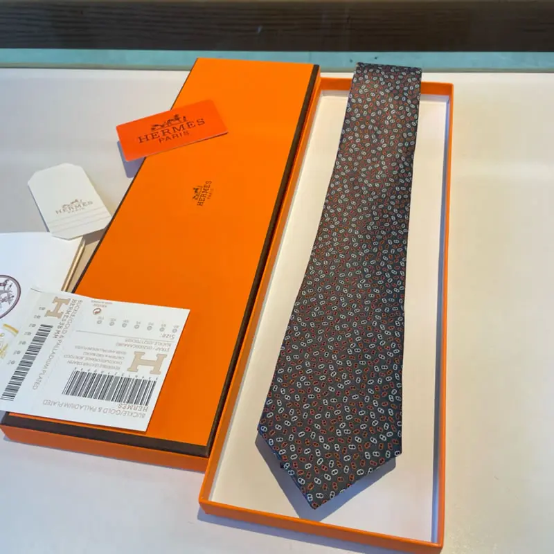 Twill Silk Replica Hermes Tie Dark Grey for Men