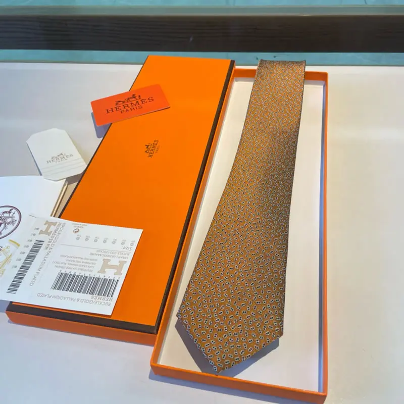 Twill Silk Replica Hermes Tie Orange for Men