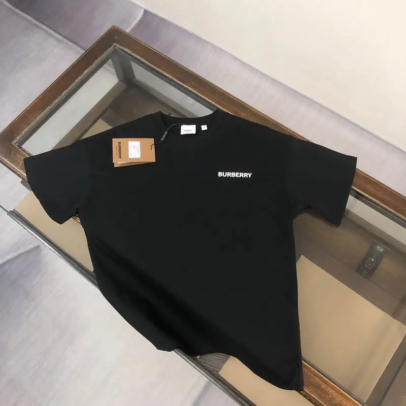 Unisex Loose Fit Fake Burberry Black T-shirt